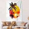 Tropical Sunset with Palm Trees Patterned Tapestry Decorative Wall Hanging, Home Bedroom Living Room Decor