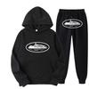 Set Tuta con Felpa Oversize Streetwear Unisex Bianco Misto Cotone Sportivo Casual Skateboard