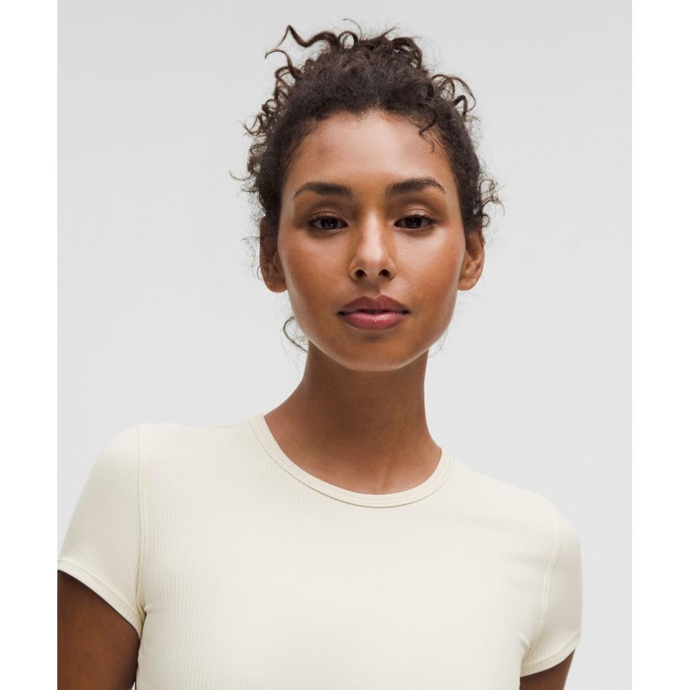 Lululemon All It Takes Back Twist Ribbed Short Sleeve Shirt Light Ivory