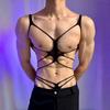 Men Plus Size Transparent Hollow Out Open Crotch Bondage Sexy Intimate Bodysuit