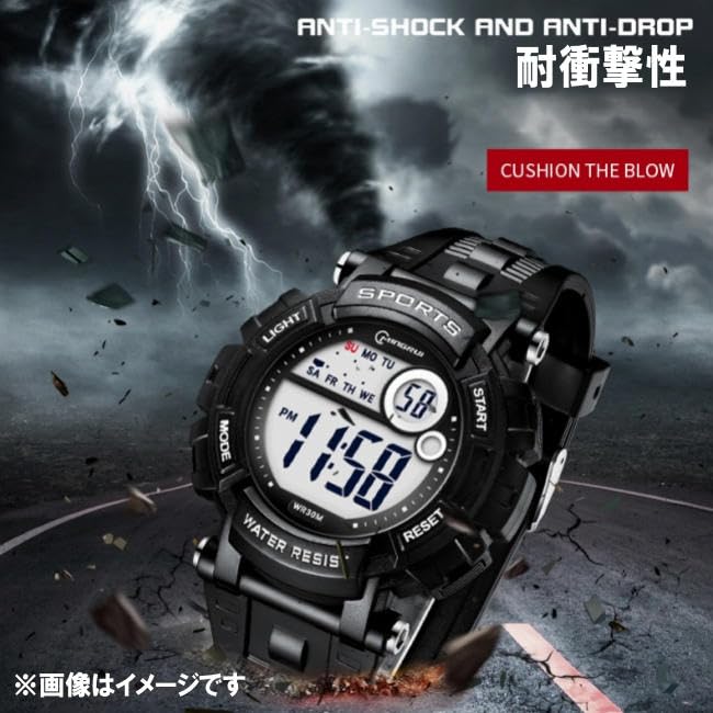 MINGRUI Large Display Sports Digital Suitable for Men and Waterproof for Daily Japanese Instruction Manual Time Field Factory Elementary School Junior