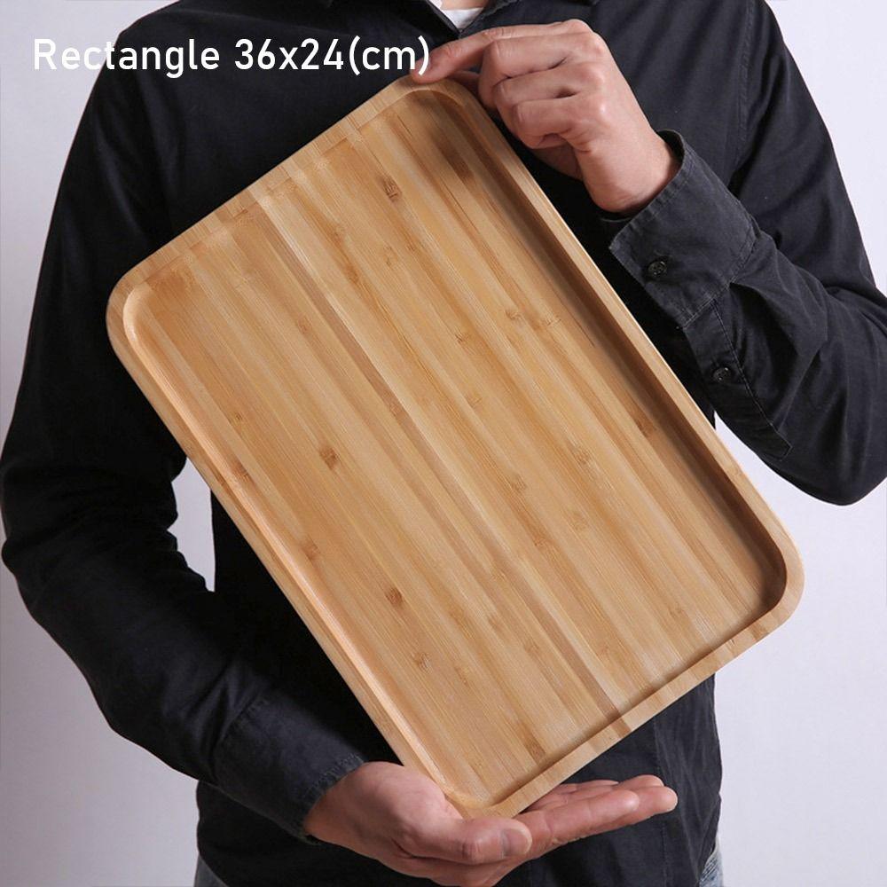 1ks Obdélníkový kulatý bambusový tác Talíře na ovocné svačinky pro držení čajového ovoce a grilovaného chleba