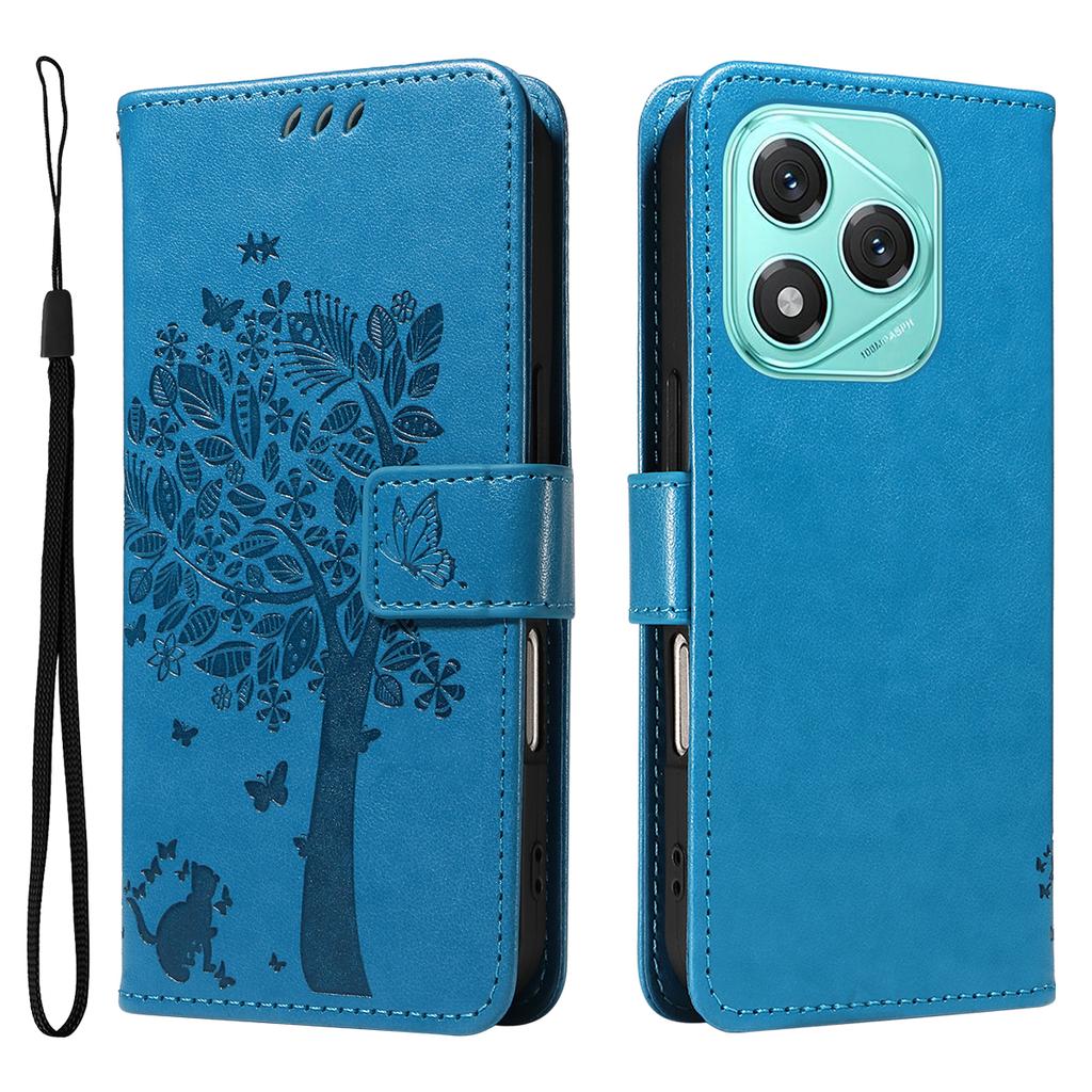 For Honor 400 Lite Phone Case with Stand Cat Tree Pattern Leather Wallet Mobile Cover