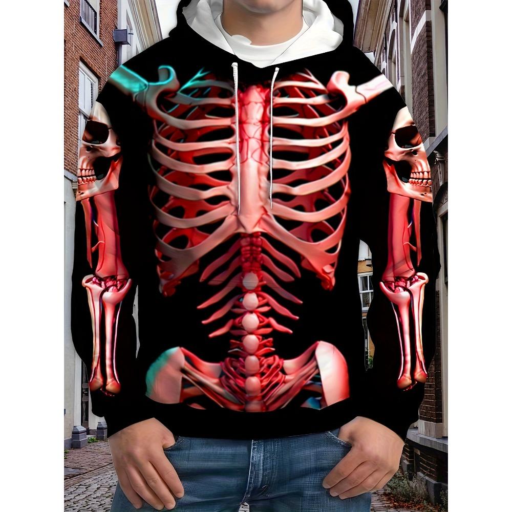 Skull Men's Hoodie Long Sleeved Hoodie Autumn/ Winter Streetwear Top Retro Casual Men's Hoodie Oversized Clothing
