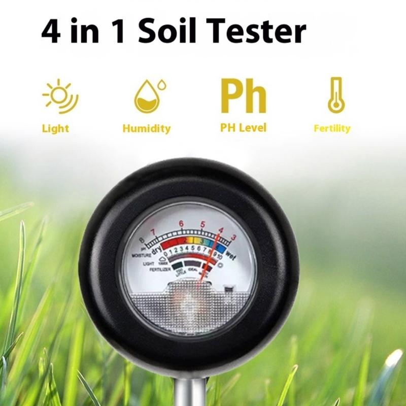 4 In 1 Soil Tester Analyzes Moisture Light Temperature Soil Nutrient Detectors For Gardening Agriculture Planting