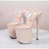 Fashion PVC Transparent Platform Sexy Stiletto High Heels Slippers Women Shoe Street Style Nightclub Banquet Slide Pumps