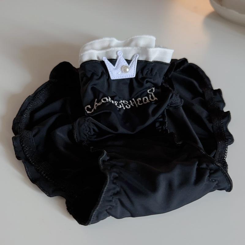 Black Women's Lace Mid-Waist Bow Mesh Panties - 620 Series