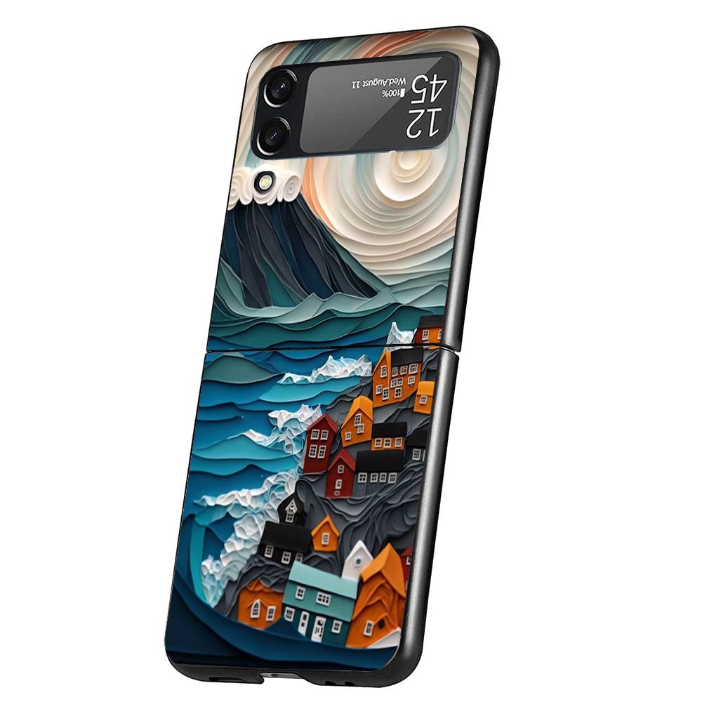 Natural Trees in Mountain Ranges Cover Phone Case For Samsung Galaxy Z Flip 7 6 5 4 3 5G Flip7 Flip6 Flip5 Flip4 Flip3 Black Fun
