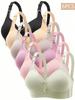 6pcs Set, EssElegance, Adjustable Shoulder Strap, No Rim, Gather, Daily Bra
