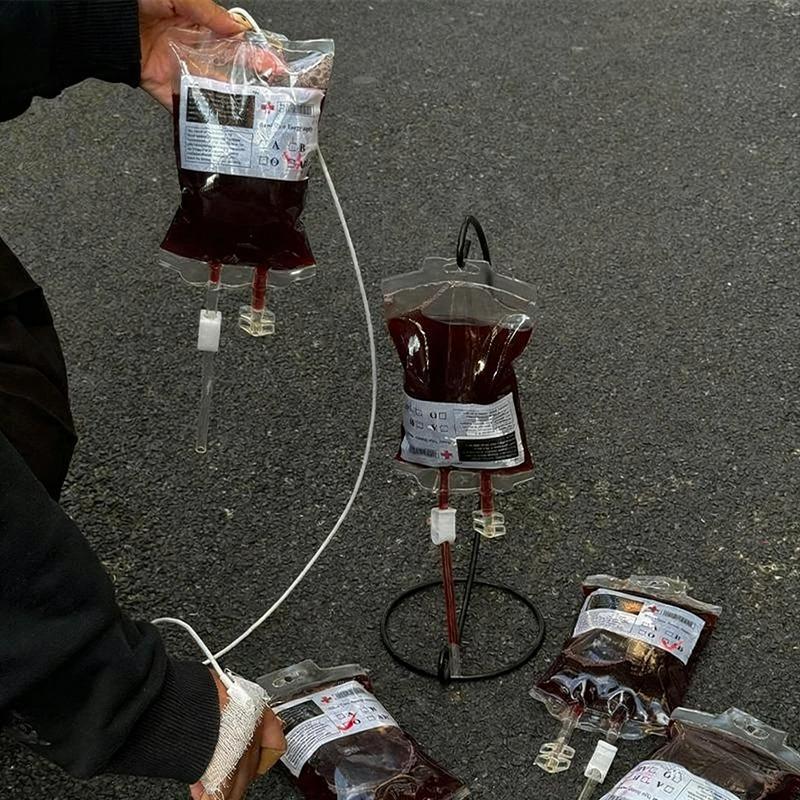 Halloween Blood Bag Set Creative Cocktail Cups Edible Blood Bag Juice Bags Drink Decoration Bags Party Halloween Tools