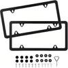 4 Holes Stainless Steel License Plate Frames 2 PCS Car Licence Plate Covers Slim Design With Bolts Washer Caps For US Vehicles License Plate Covers