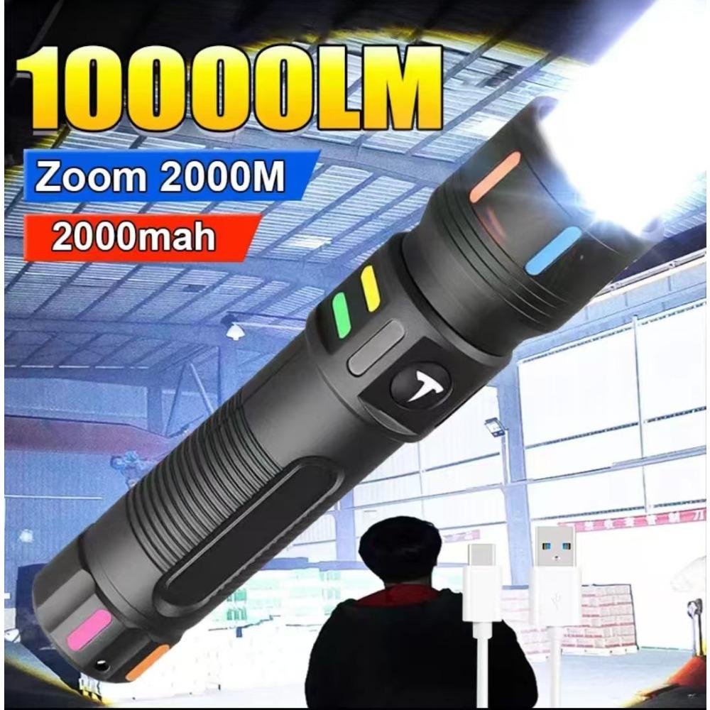 New High Power Led Flashlight Portable Zoom Torch Light USB Rechargeable Flashlights LED Lantern Strong Light Fishing Lamp