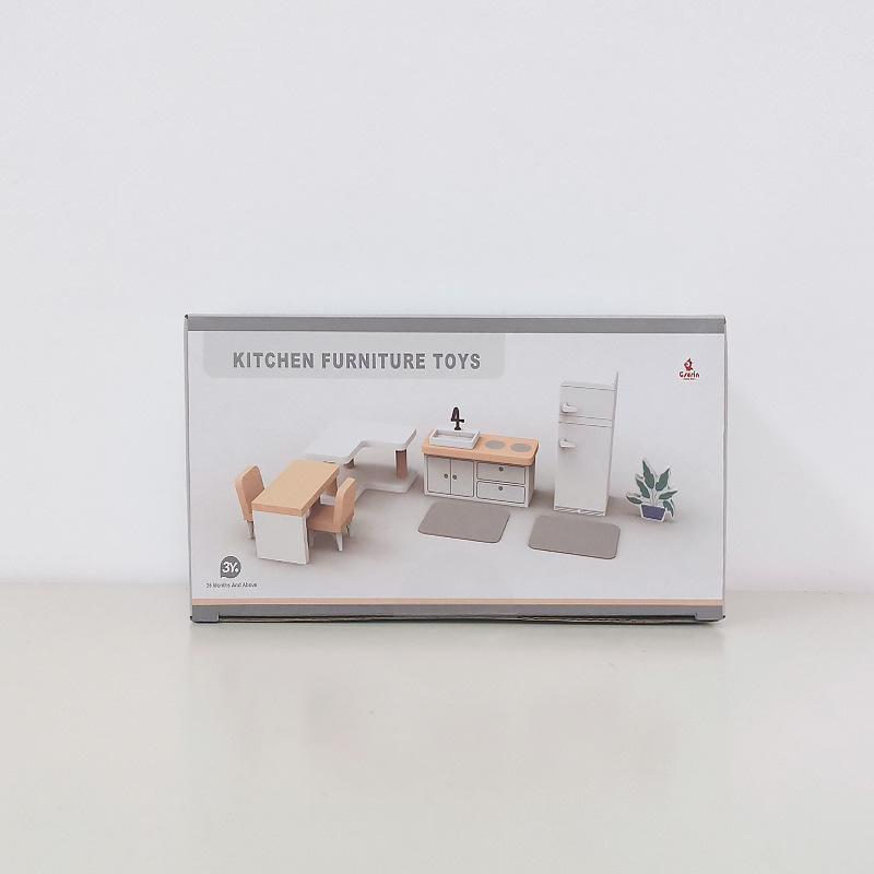 Mini Dollhouse Kitchen Set: Simulation Furniture & Food Play Scene for Kids