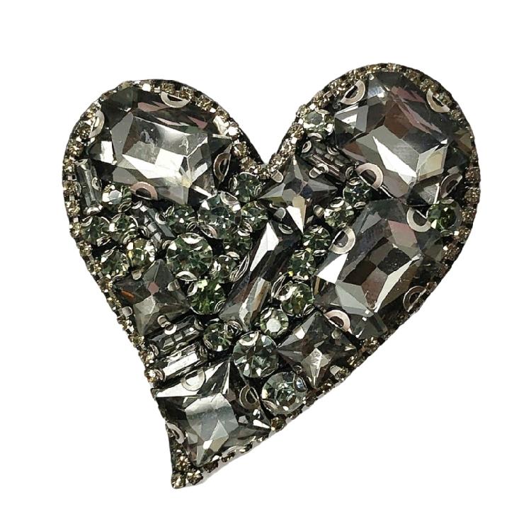 Heart Rhinestones Patches for Clothes Wedding Dress Jackets Tshirt Rhinestones Appliques Heart Sew On Iron On Patches