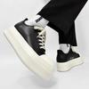2025 Brand Men Platform Shoe Women Genuine Black Shoe Thick Sole 6 Cm Black r Lace-up Low-top High Quality Flat Sneaker