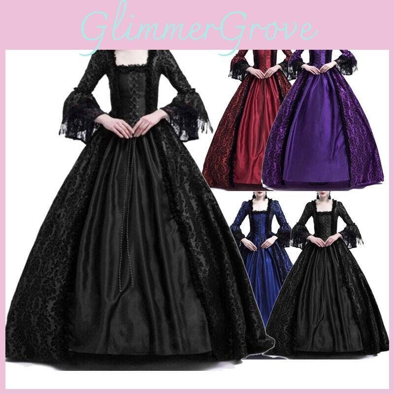 Luxurious Womens Medieval Marie Antoinette Dress With Long Sleeves Victorian Style