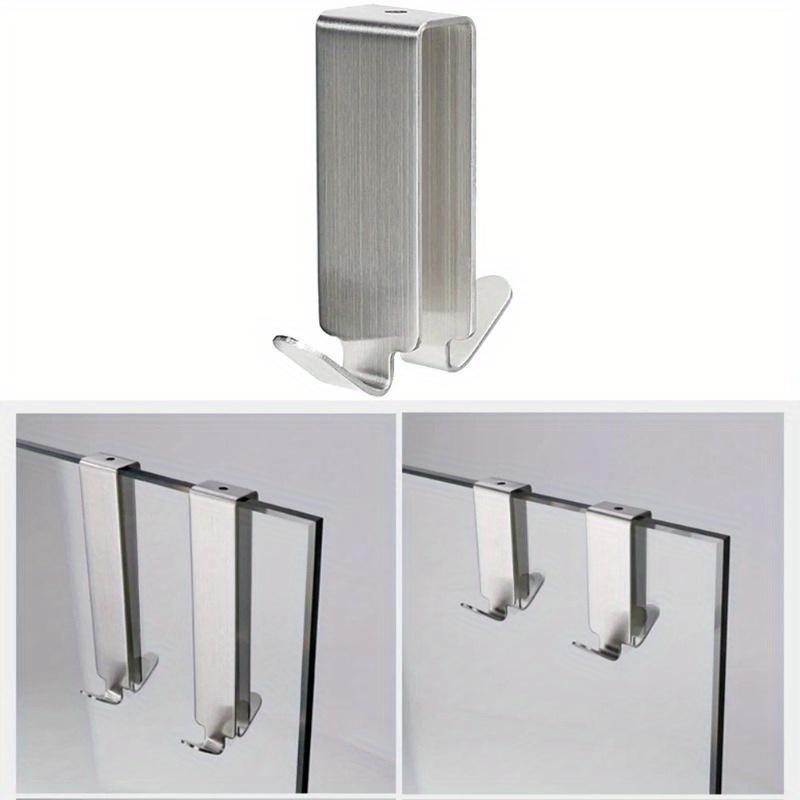 4pcs Stainless Steel Double Side HooksBathroom Shower Door Hook Over Glass Door Shower Towel Rack For Glass Wall Or Glass Door