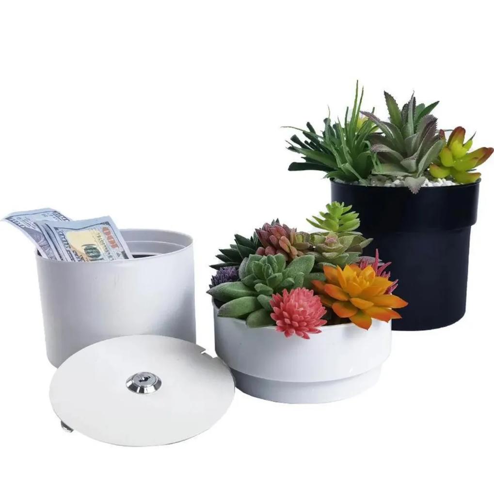 1PC Flowerpot Storage Tank Creative Iron Box with Lock Insurance Password Storage Box Mini Money Storage Organizer Hide Money