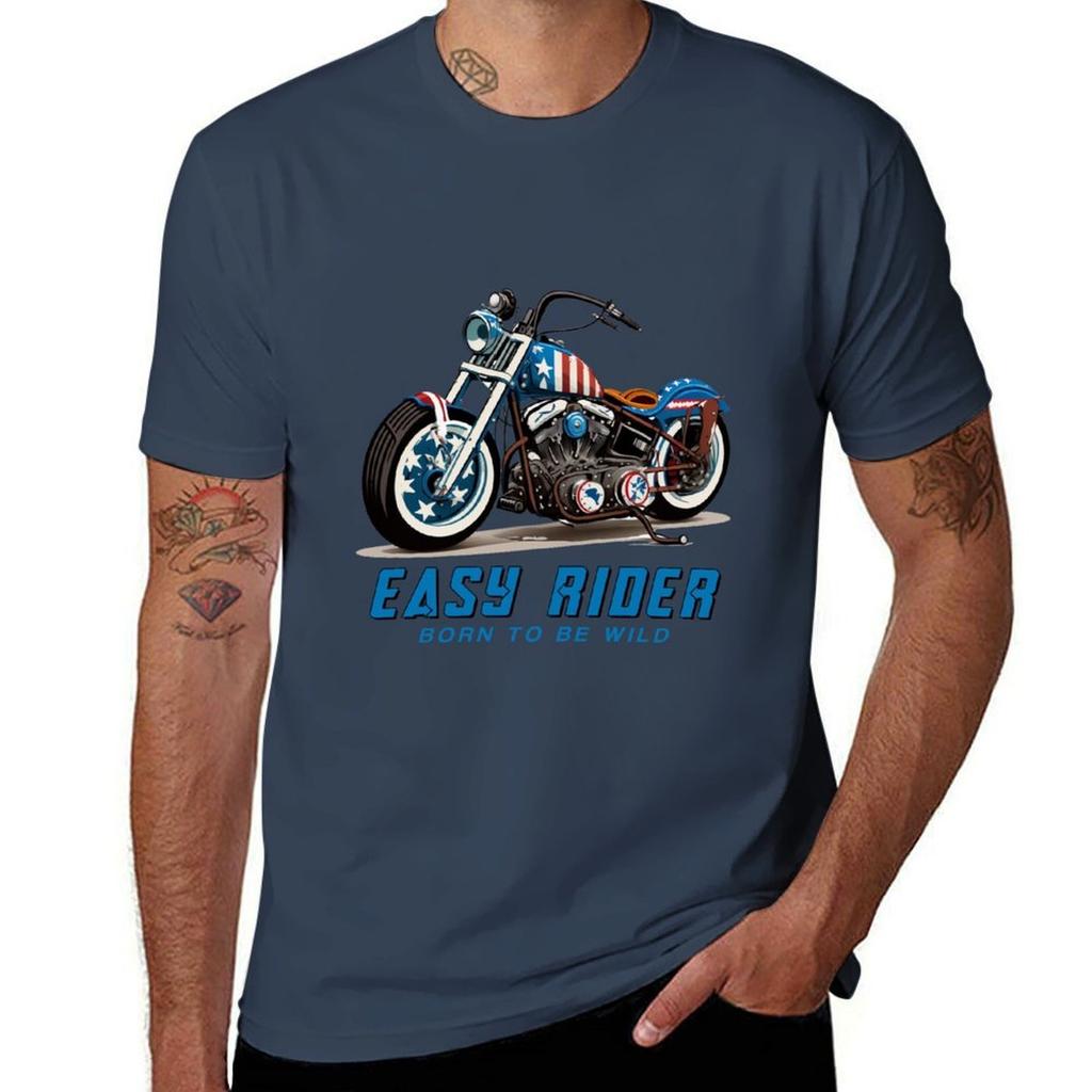 Easy Rider Motorcycle Chopper Stars And Stripes Classic Vintage Tshirt Soft Durable Cotton Tshirt