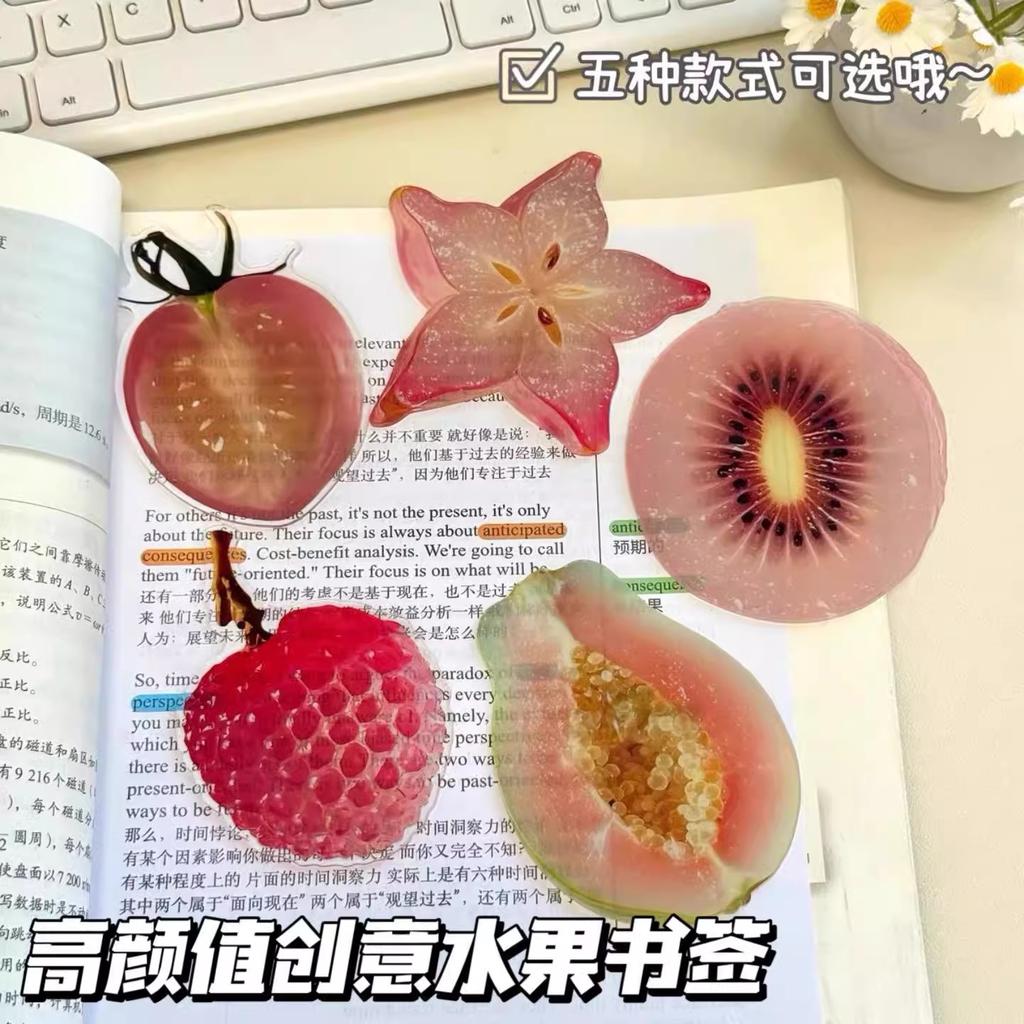 Ins Fruit Slice Bookmark Simulation Apple Lemom Cute Bookmark Reading Book Page Holder Student Gift Book Page Tag School Supplie