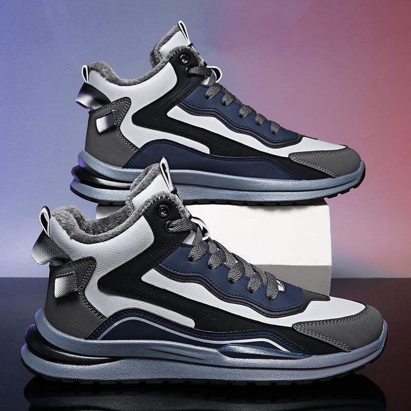 2025 winter new sports shoes men's casual Korean version velvet thickened warm trend cold and breathable running shoes tide