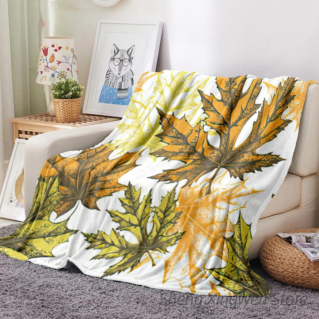Büffelkaros Ahorn Flanell Decke Weiche Überwurfdecke Blätter Eicheln Kürbisse Libelle Schmetterling Sofa Bett Dekor Halloween Geschenke