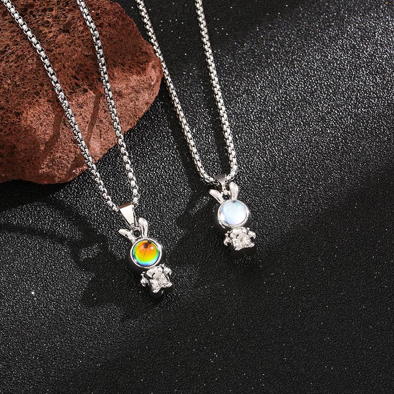 

Versatile Trendy Hip-Hop Moonstone Rabbit Necklace with Pendant Design