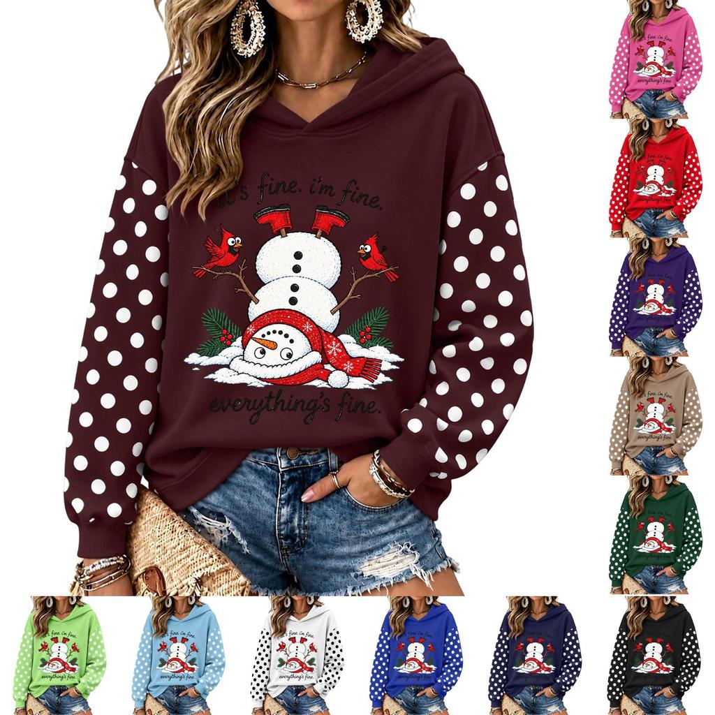 Women's Christmas Print Long Sleeve Top Casual Comfortable Winter Blouse for Holiday Wear