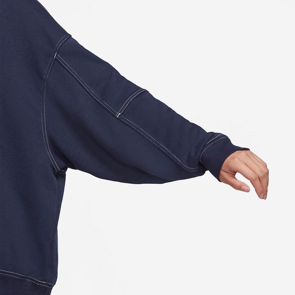 Nike Sportswear French Terry Printed Crewneck Long Sleeve Pullover Sweatshirt Women Sweatshirt Obsidian DZ6302-451