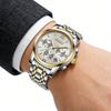 Fashion Men's Quartz Wrist Watch Calendar Luminous Waterproof Steel Band Male Business Wristwatch For Daily Wear Party Boy Gifts