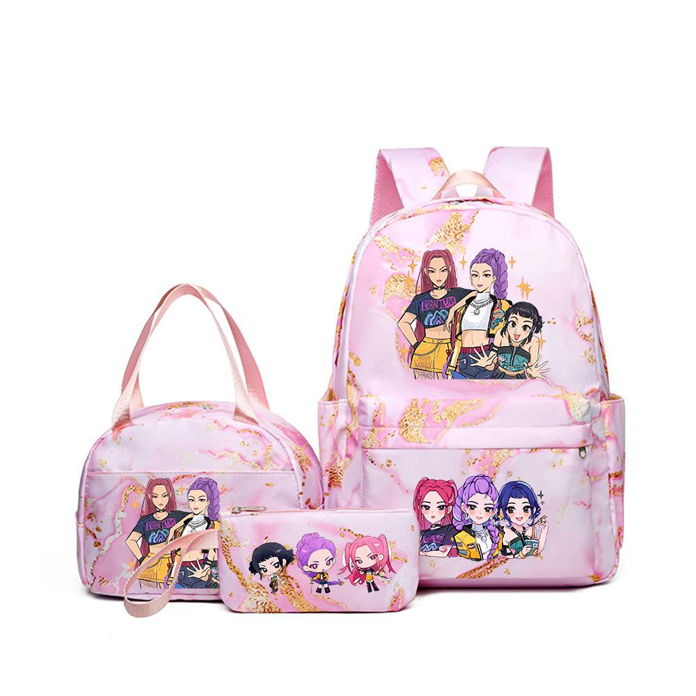 Kpop Witch Hunter Backpack Lunch Bag Pencil Case Set Student Animation Fashion School Bag Pencil Case Lunch Bag