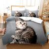 Lovely Cat Queen King Size Bedding Set Microfiber Polyester 3D Print Duvet Cover Set Girls Adults Comforter Cover Cute Animals