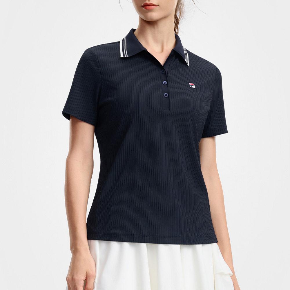 FILA Tennis Simple Comfortable Casual Short Sleeve Polo Shirt Women tops Legendary-Blue A11W623138F-NV