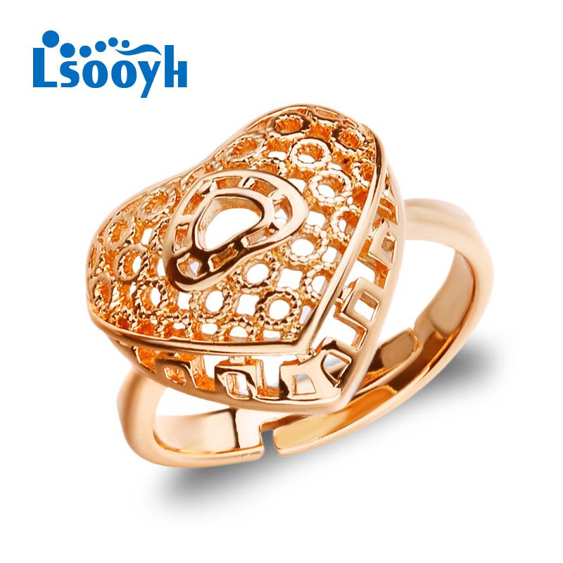 

LSOOYH модное кольцо ювелирные изделия цвета розового золота регулируемое кольцо пресноводное сердце полое кольцо для женщин