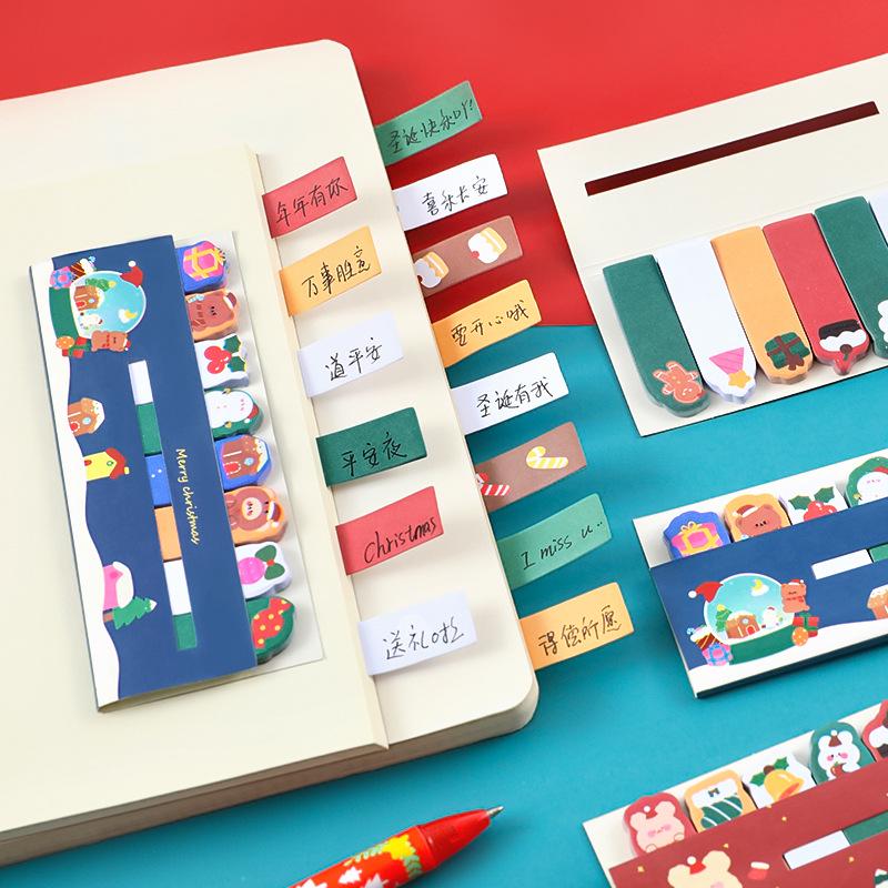 Christmas Cartoon Index Tabs Sticky Notes - Cute and Colorful Memo Pads for Students
