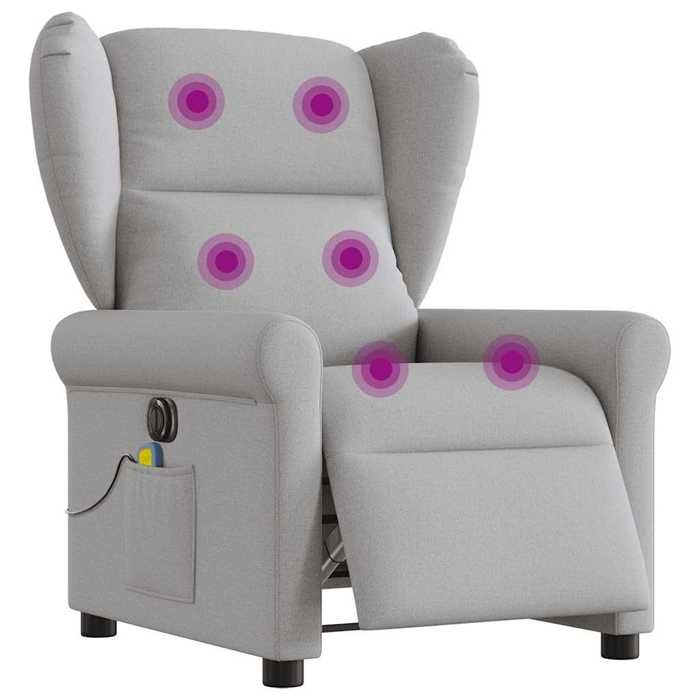 VidaXL Fauteuil de massage inclinable électrique gris nuage tissu 3303373
