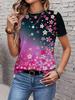 Women's T-shirt Summer Casual Round Neck Short Sleeve 3D Print Floral Pattern Top Loose Casual Wear Ladies T-shirt