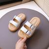 Children Slippers Outdoors Retro Kids Beach Shoes Soft Sole Korean Style 2025 Summer New Girls Sandals Elegant Chic Sweet Chic