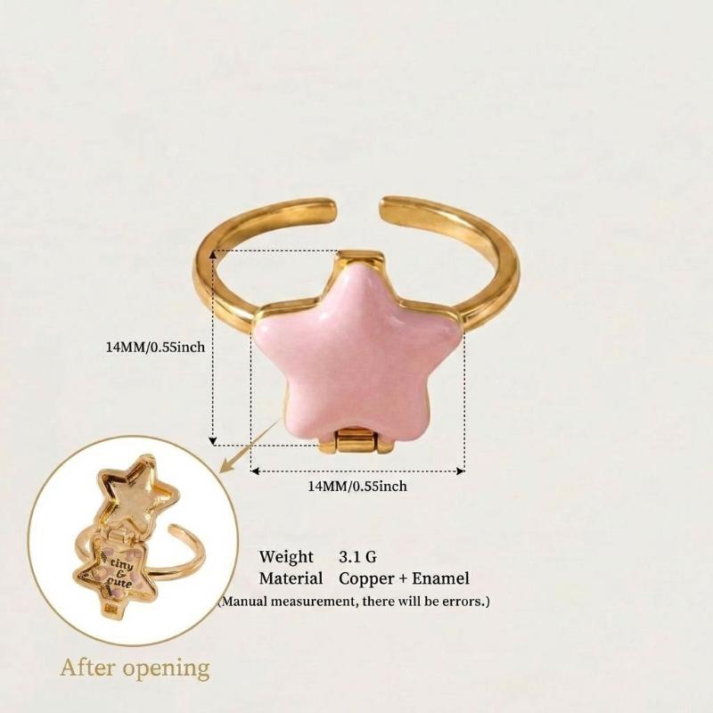 Cute Enamel Star Locket Necklace Open Ring With Hidden Mini Doll Gold Plated Chain For Girls Daily Wear Birthday Gifts