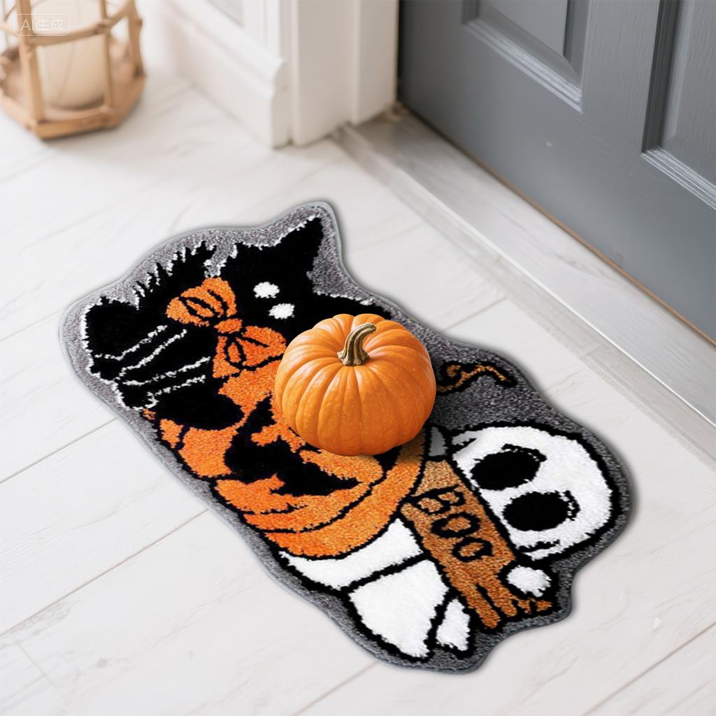 Halloween Badezimmerdecke Kürbis T Getuftete Badematte Rutschfeste Badezimmer-Badezimmerdecke Fußmatte für die Haustür