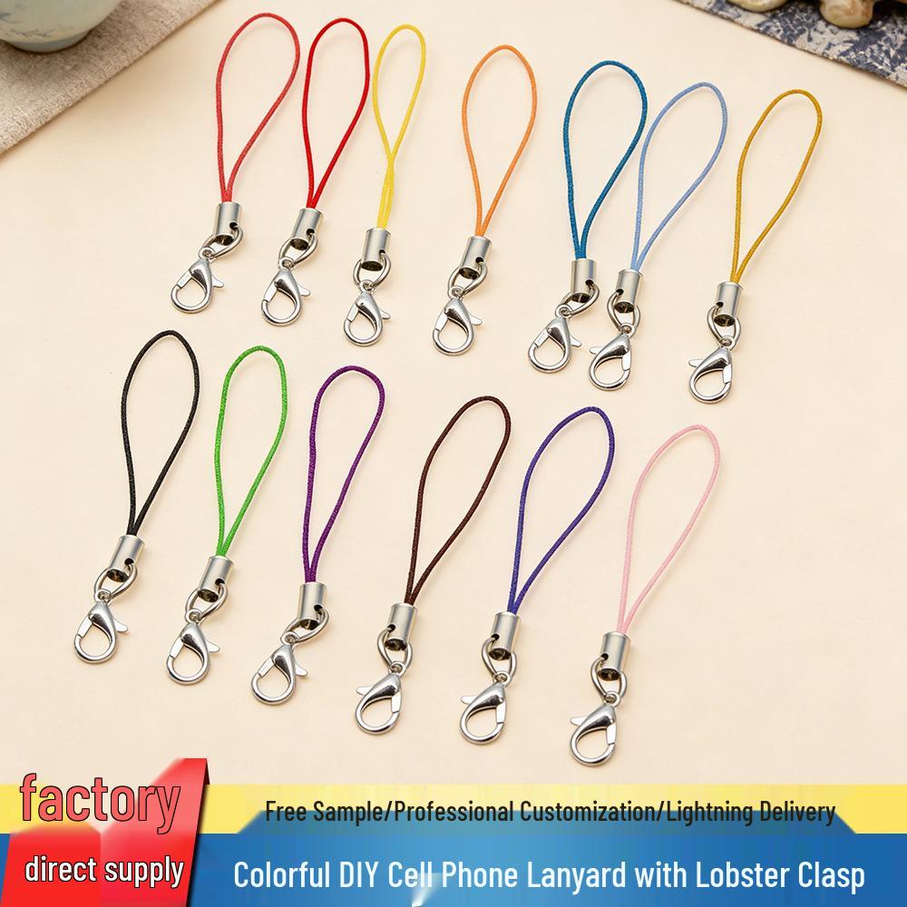 Handmade Jewelry Accessory: Colored Phone Lanyard Strap with Lobster Clasp and Alloy Buckle Pendant