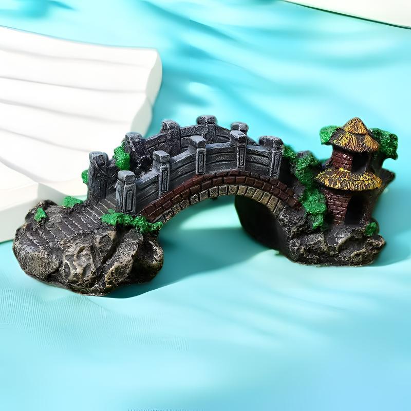 Small and Large Aquarium Decoration: Fish Tank Landscape Bridge and Rockery Ornament