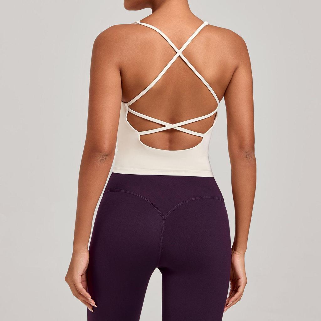 Cross-Strap Quick-Dry Yoga Vest: Versatile Running Sports Top with Stylish Back Design