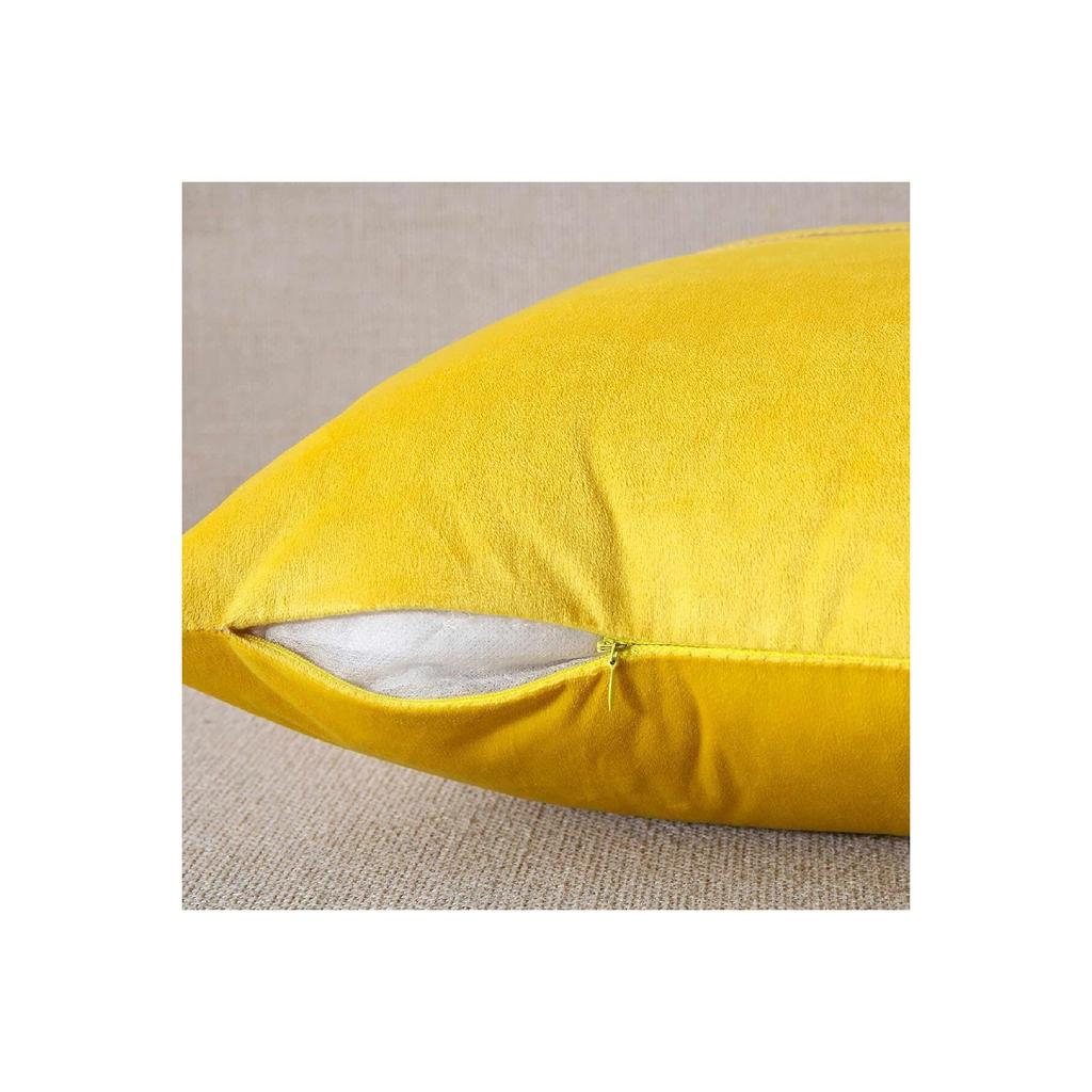 2 Pcs Velvet Look Decorative Throw Pillow Covers With Gold Leather Strips