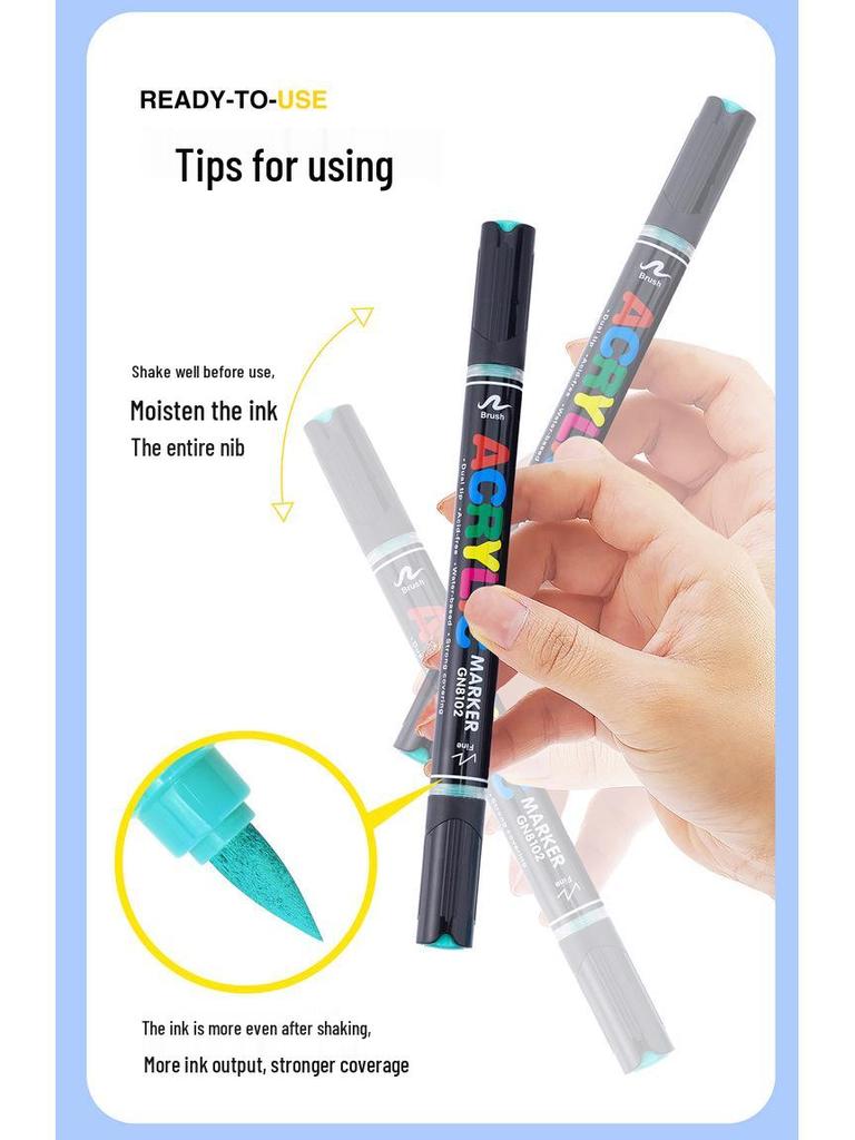 Breite Kollektion 8102 Acryl Doppelspitz-Marker-Set - 168 Farben für DIY-Kunst, Malerei und Graffiti, Stapelbare Pinselstifte