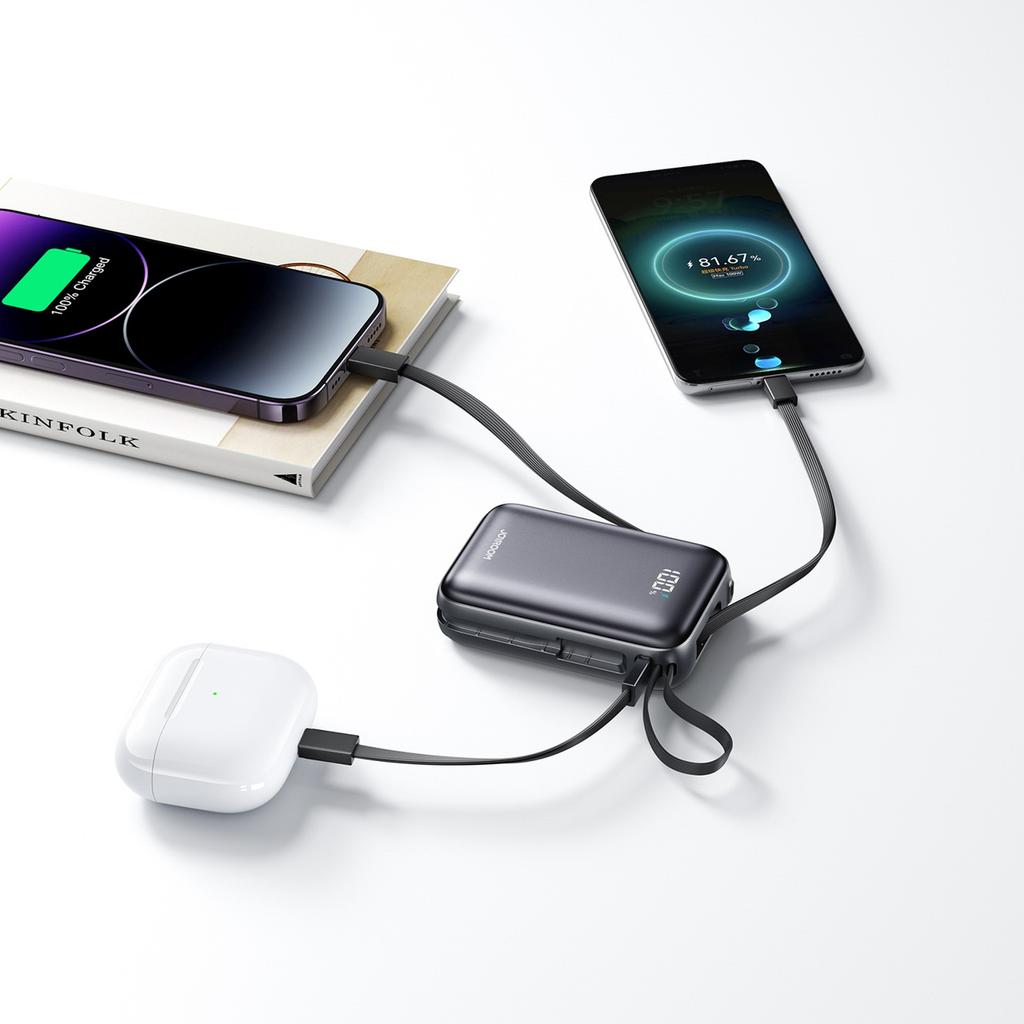 Powerbank 20000mAh 22.5W USB-C with Dual Cable - Black