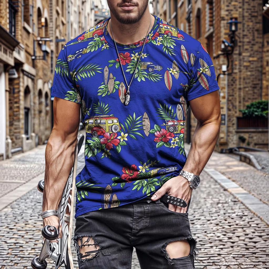 Tropical Plants New Digital Printing Street Casual Short Sleeve Men's Daily Party Home Social T-shirt Street Wear 2025