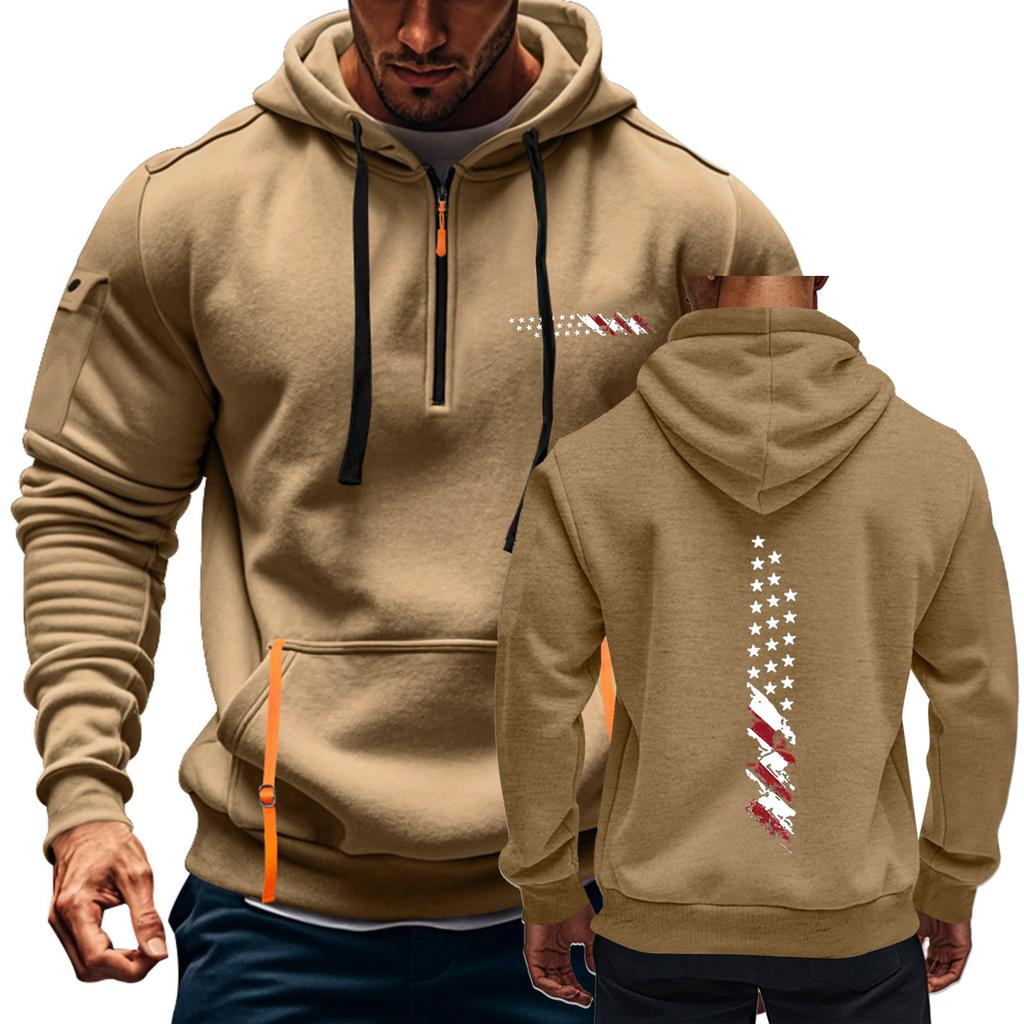 Flag Print Hoodie For Men Hoodie Zipper Pullover For Men Sport Plus Size Casual Hoodie