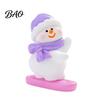 Doll House Miniature Figures Mini Snowman Figurine, Christmas Skiing Dolls, Small Desktop Car DIY Micro Landscape Accessories Dashboard Figurines,