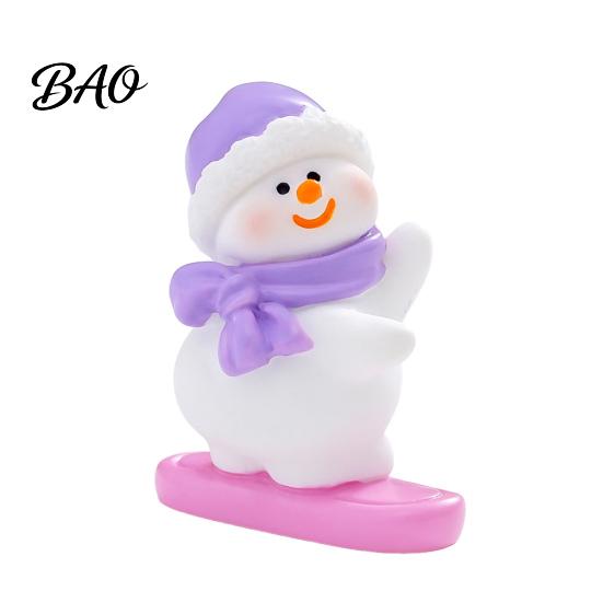 Doll House Miniature Figures Mini Snowman Figurine, Christmas Skiing Dolls, Small Desktop Car DIY Micro Landscape Accessories Dashboard Figurines,
